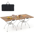 2 Pack Folding Camping Table with Wood-grain Tabletop