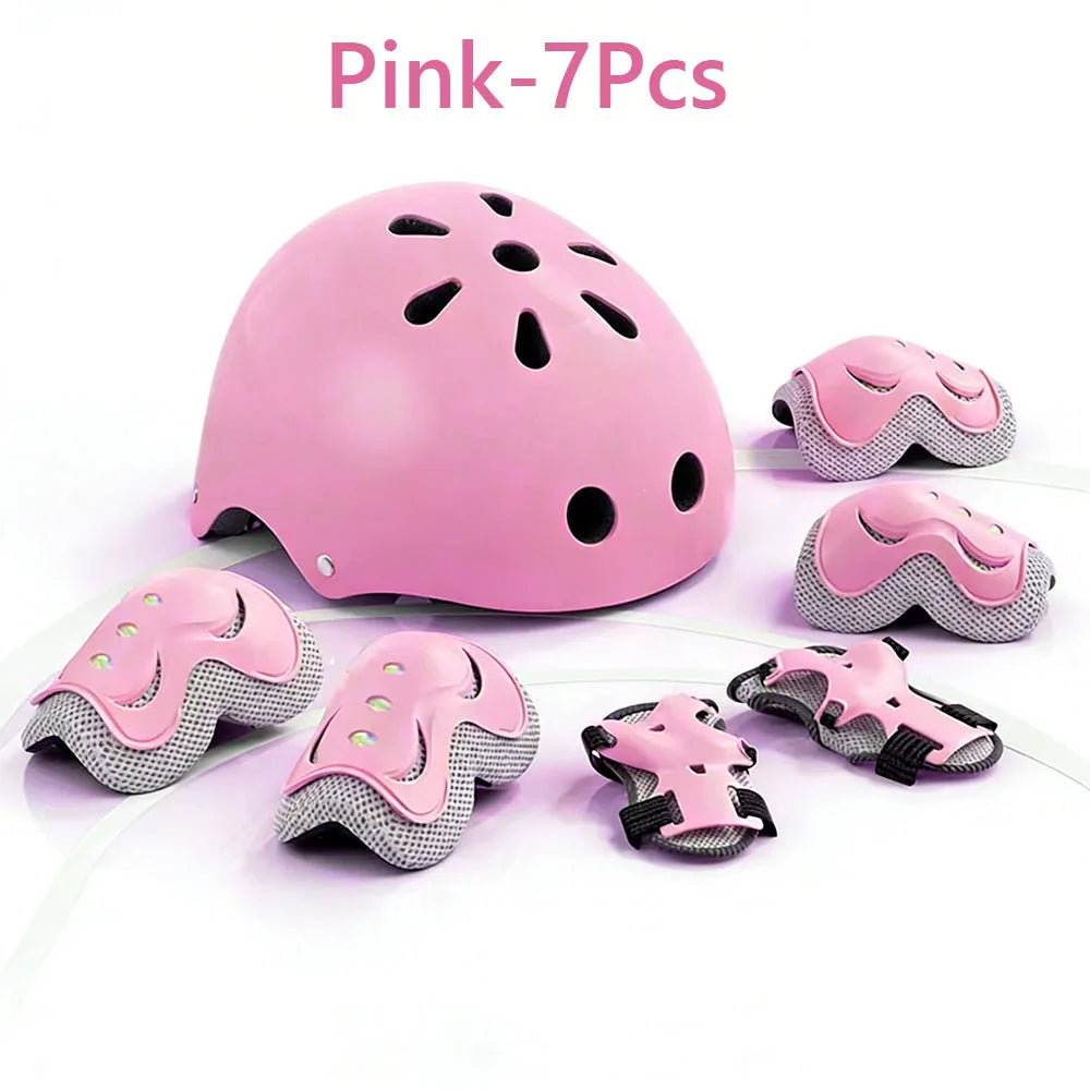 7Pcs/Set Kids Age with Adjustable Wrist Guard, Knee & Elbow Pads