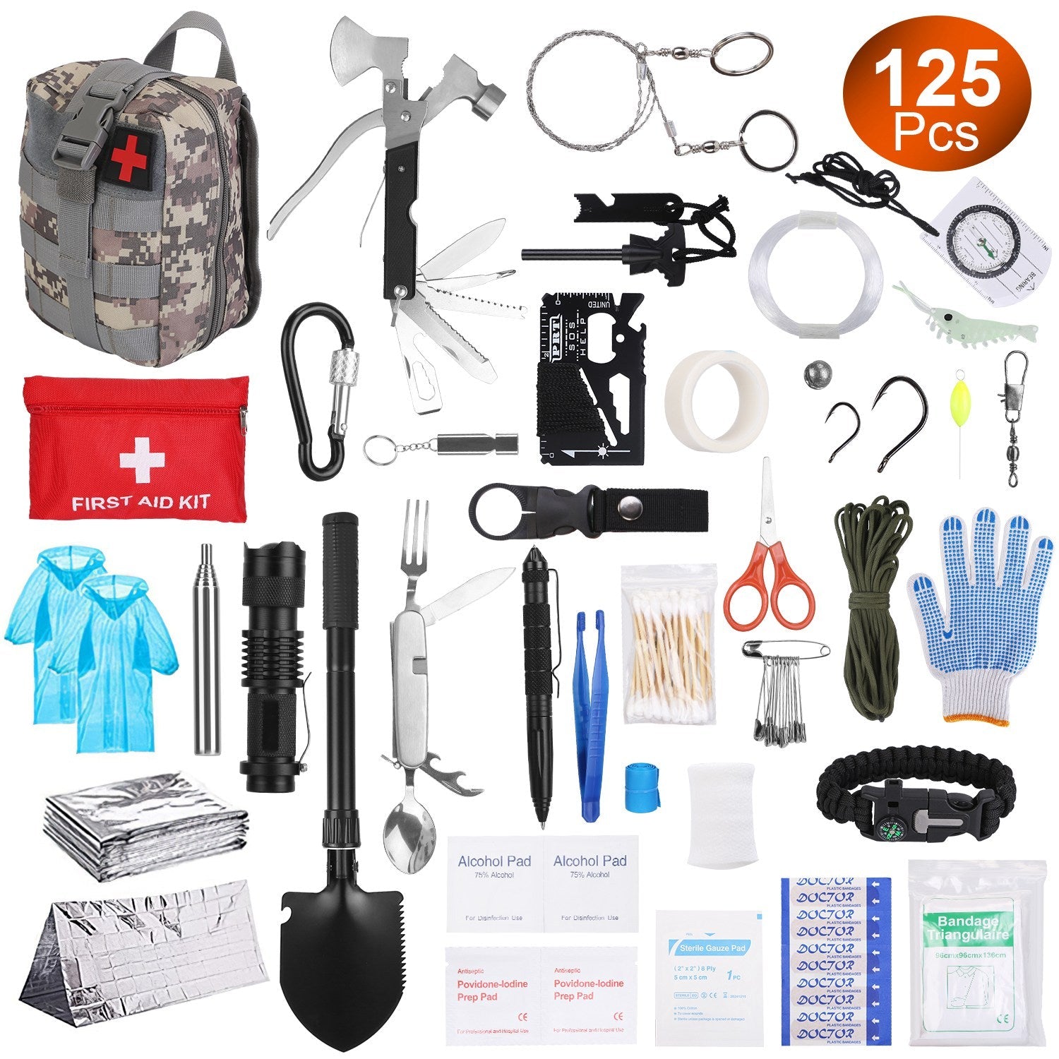 125Pcs Professional Emergency Survival Gear Tactical First Aid Kit