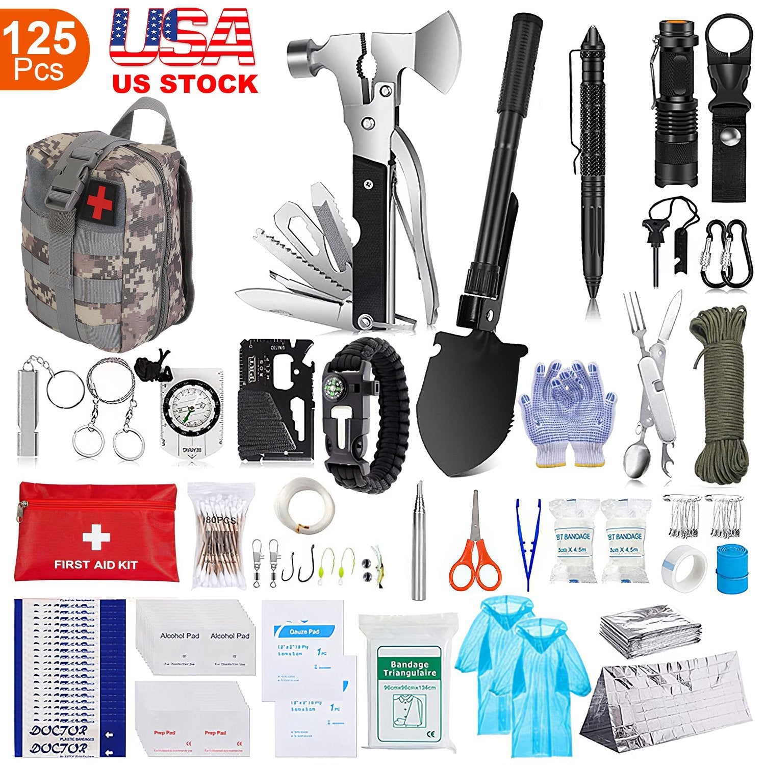 125Pcs Professional Emergency Survival Gear Tactical First Aid Kit
