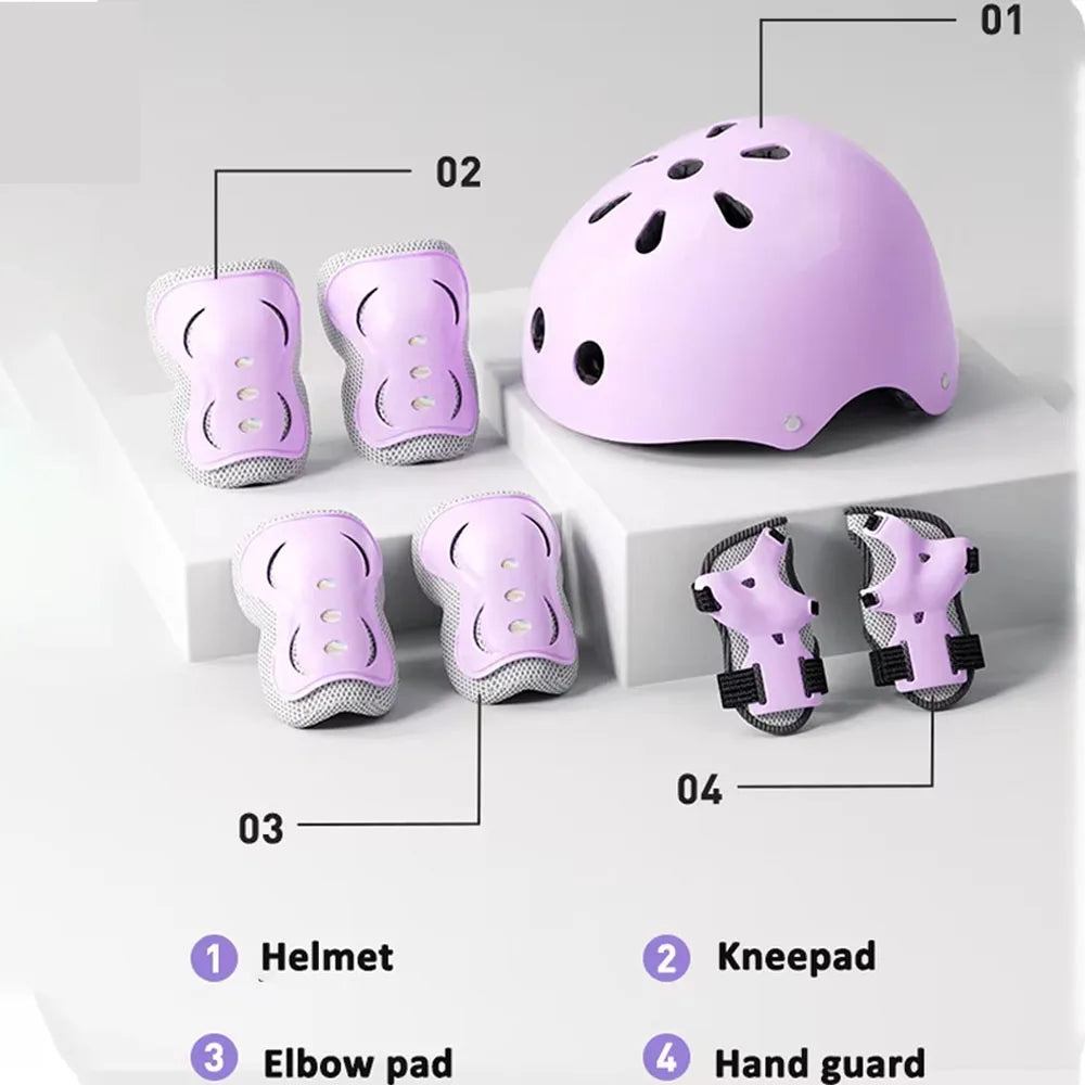 7Pcs/Set Kids Age with Adjustable Wrist Guard, Knee & Elbow Pads