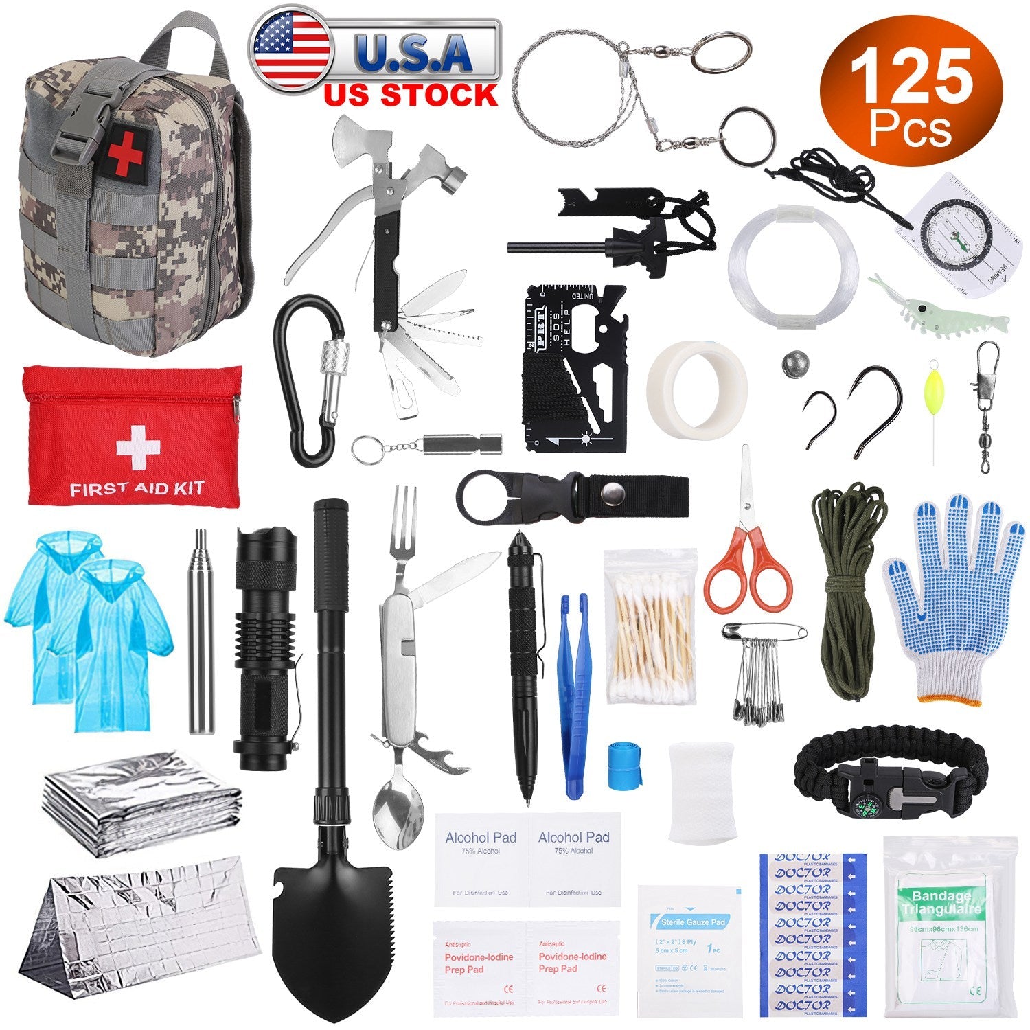 125Pcs Professional Emergency Survival Gear Tactical First Aid Kit