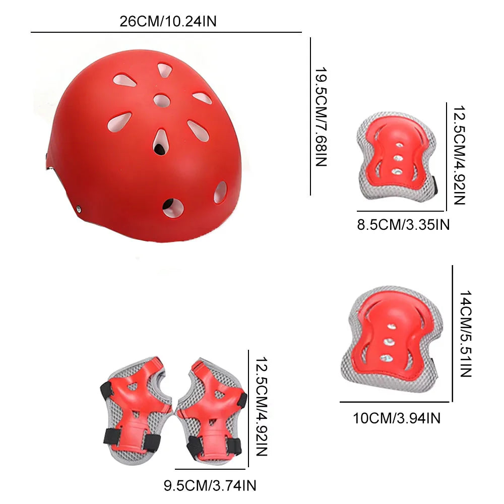 7Pcs/Set Kids Age with Adjustable Wrist Guard, Knee & Elbow Pads