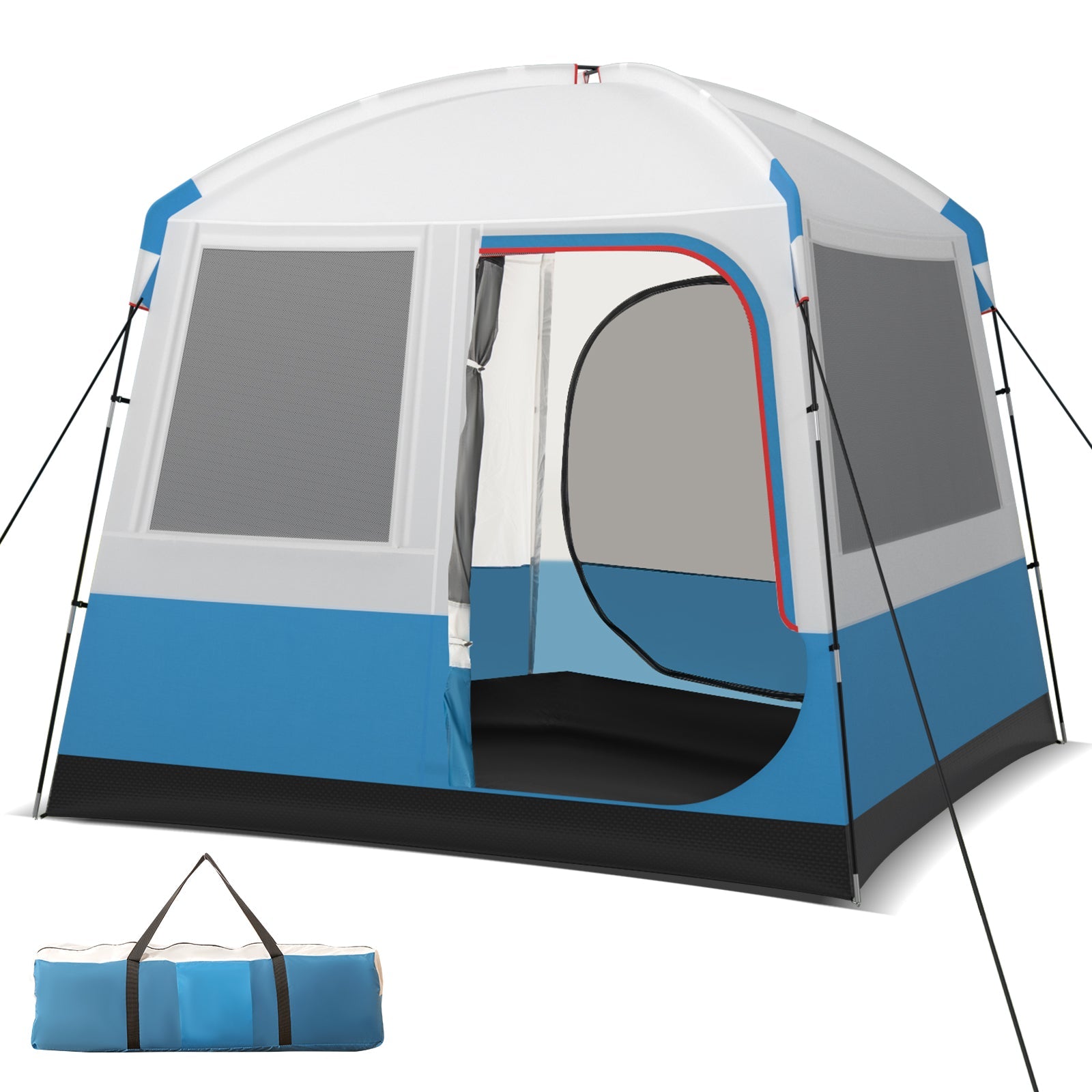 5 Person Camping Tent with Mesh Windows and Carrying Bag