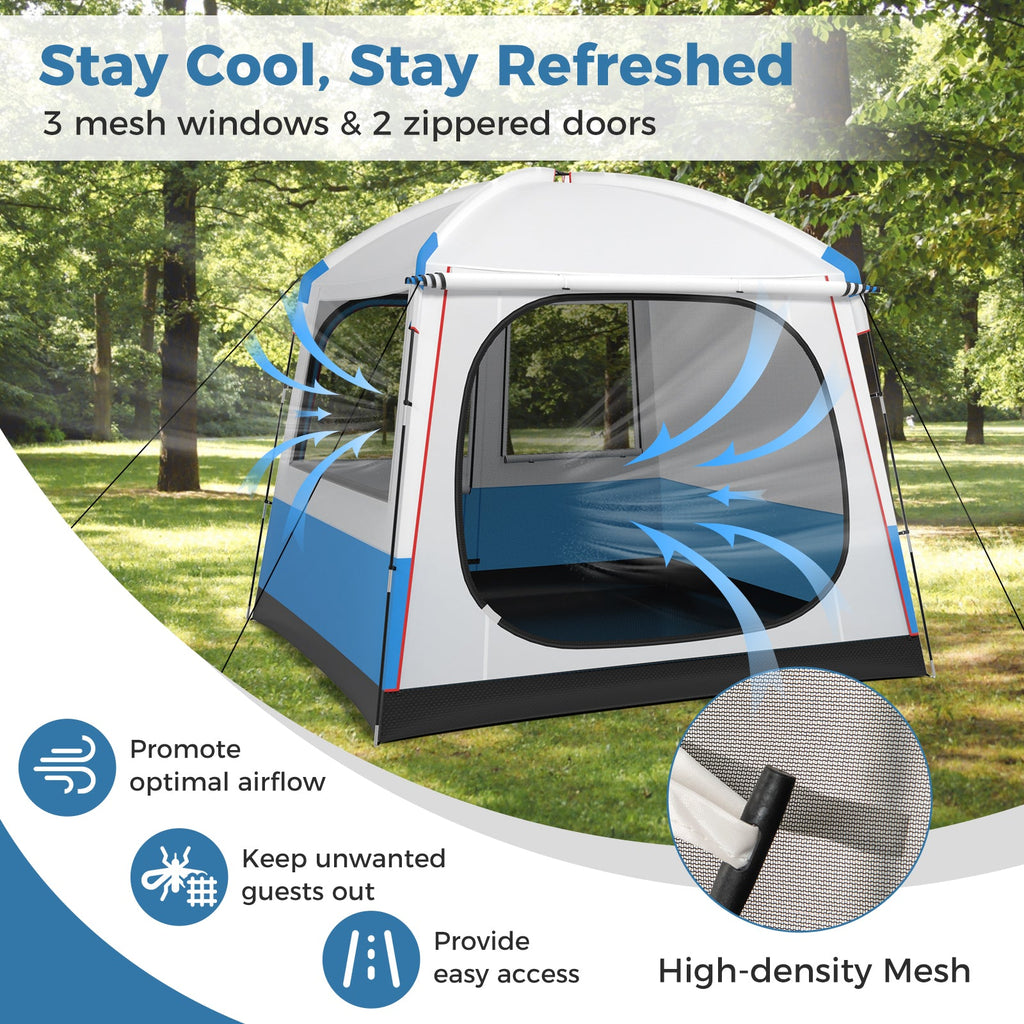 5 Person Camping Tent with Mesh Windows and Carrying Bag
