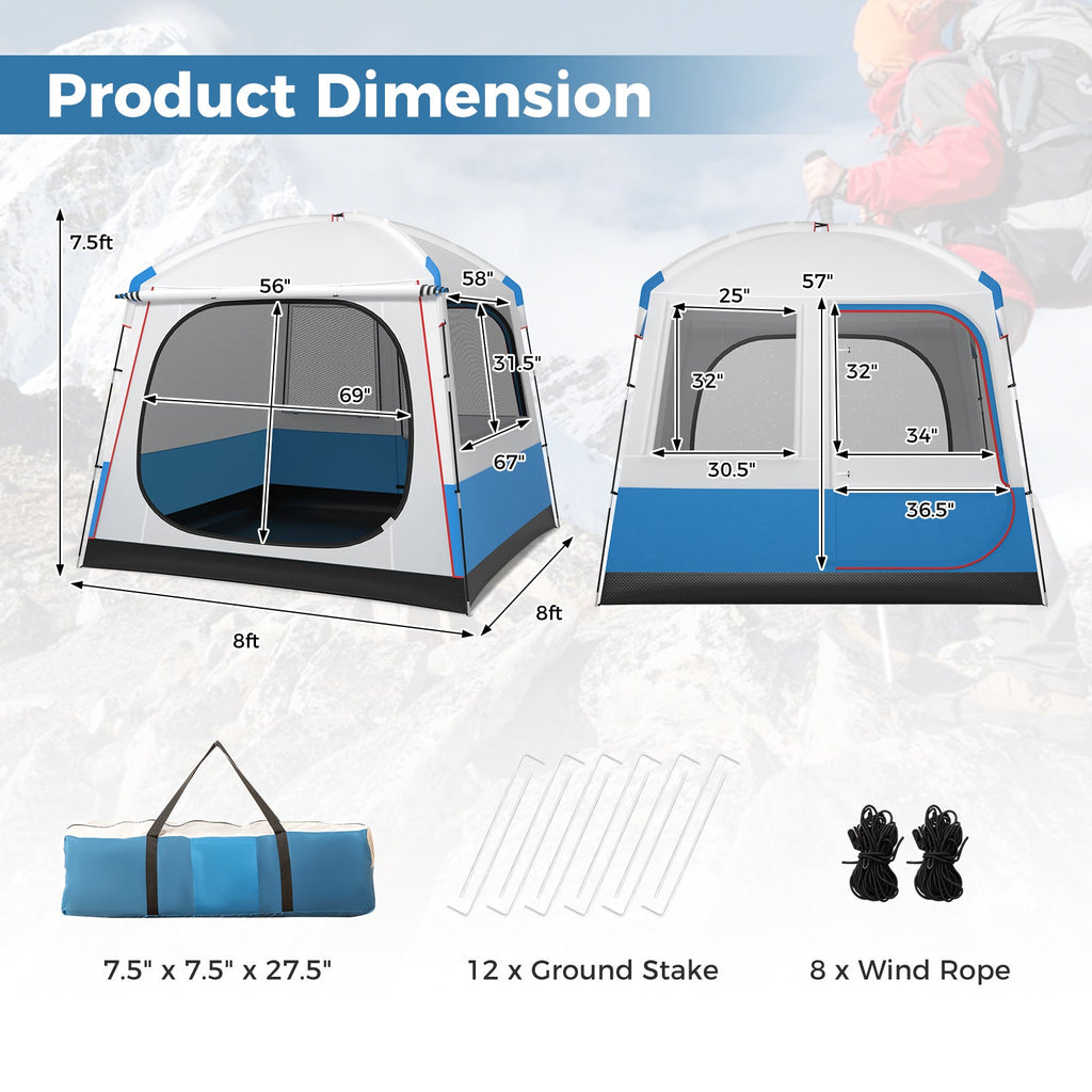5 Person Camping Tent with Mesh Windows and Carrying Bag