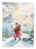 Santa Claus Hiking in the Mountains Christmas House Flag