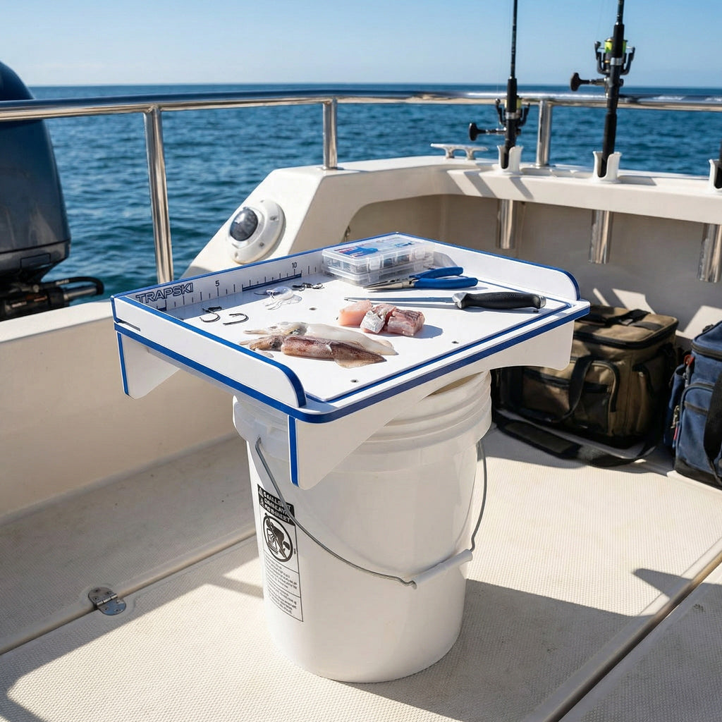 Premium Rod Mount 18" or 33" Raised Fillet Table – 3-in-1 Bait & Fish Station | Fits Rod Holders, Buckets & Flat Surfaces | Marine-Grade HDPE | Ruler, Juice Groove, Knife & Tool Slots