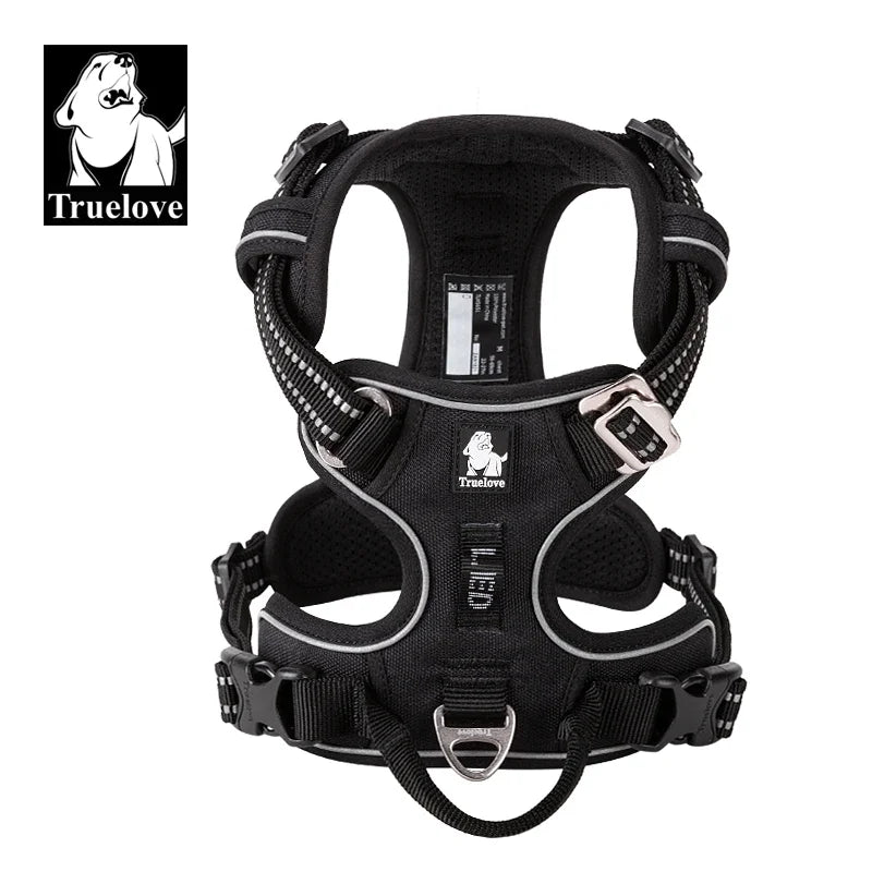 TRUELOVECN Reflective Nylon Dog Harness No Pull Adjustable