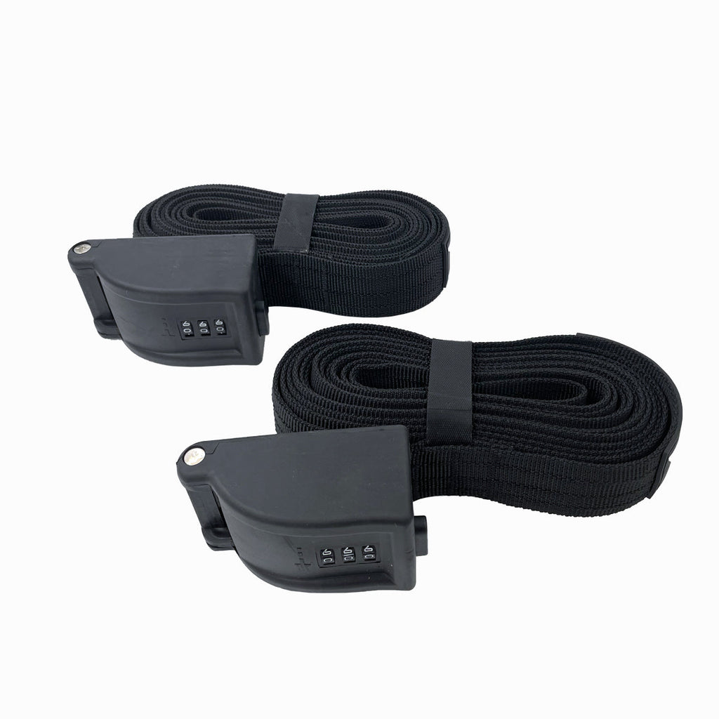 Combination Locking Tie Down Straps w/ Interwoven Braided Steel Cables