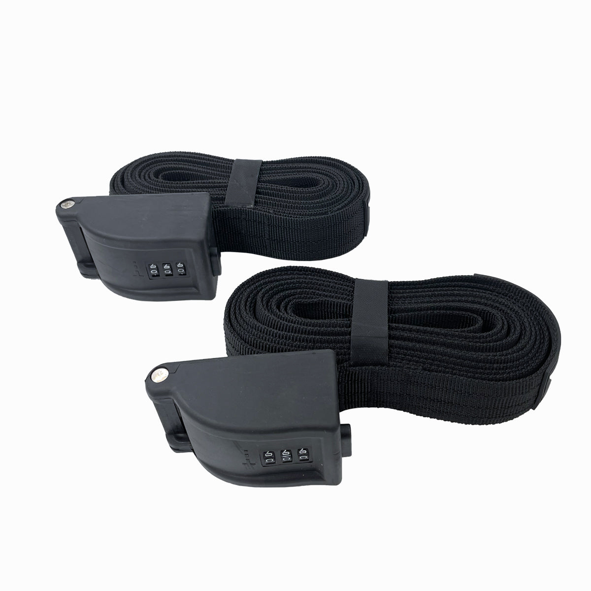 Combination Locking Tie Down Straps w/ Interwoven Braided Steel Cables