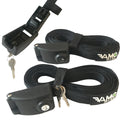 KEYED Locking Tie Down Straps w/ Interwoven Braided Steel Cables