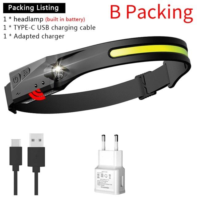 Adjustable Rechargeable LED Induction USB Headlamp