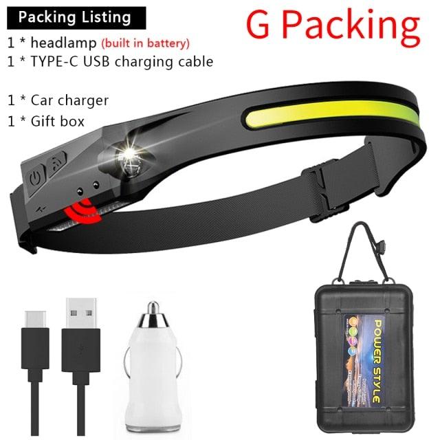 Adjustable Rechargeable LED Induction USB Headlamp