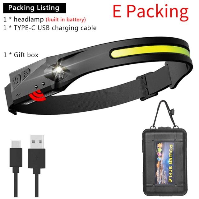 Adjustable Rechargeable LED Induction USB Headlamp