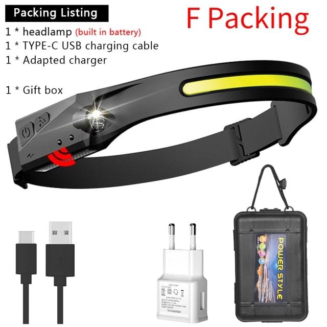 Adjustable Rechargeable LED Induction USB Headlamp