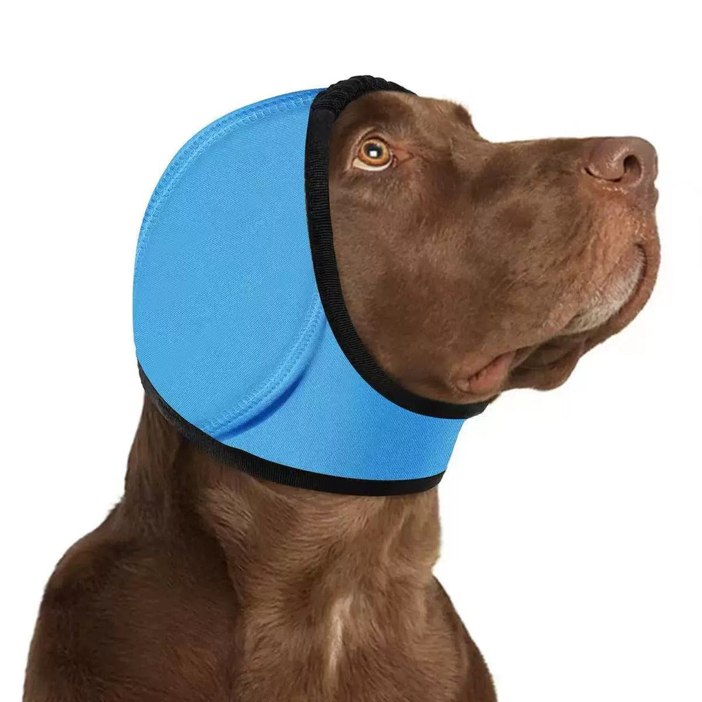 Dog Head Wrap - Quiet Ears For Anxiety, Waterproof Dog Calming Hood, No Shake Ear Cover Snoods For Thunder, Lightning, Fireworks, Vet Visits, Polyester And SBR Diving Fabric