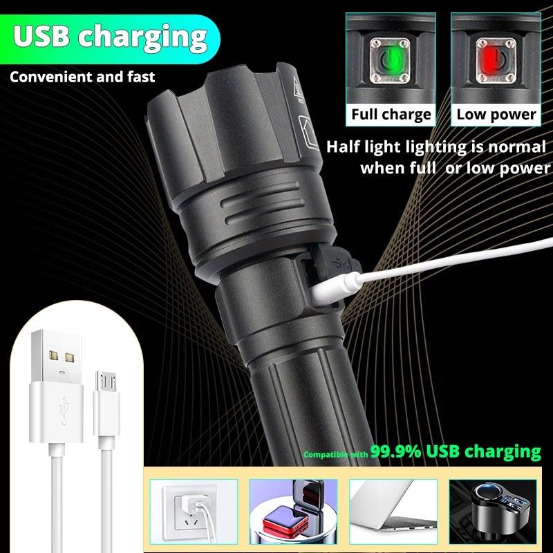 Rechargeable LED/USB Ultra Bright Adjustable Flashlight